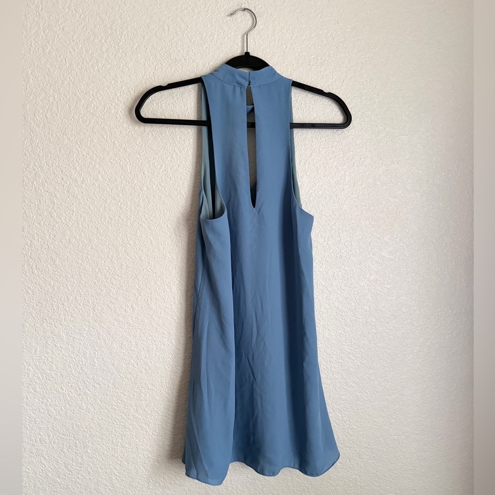 Lulus Groove Thing Mini Swing Dress S Slate Blue - Picture 3 of 10
